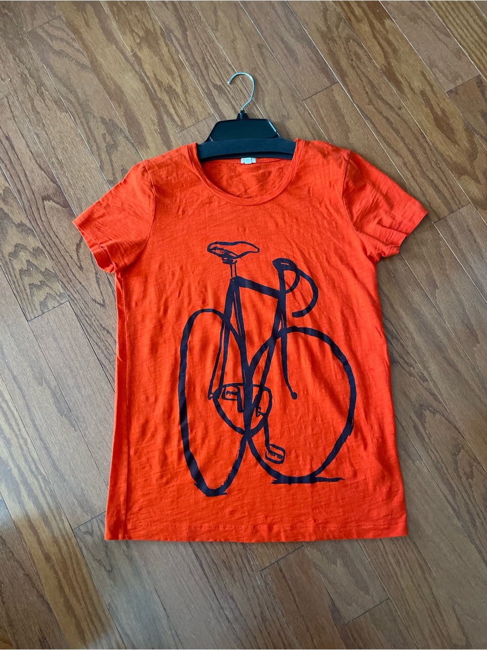 J. Crew Orange Short-Sleeve Tee with Black Bike Graphic - Picture 2 of 7